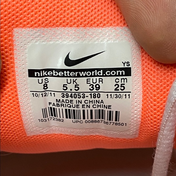 2011 Nike Initiator Women’s Running Sneakers “White Orange” Size 8  394053-180 - Picture 16 of 16